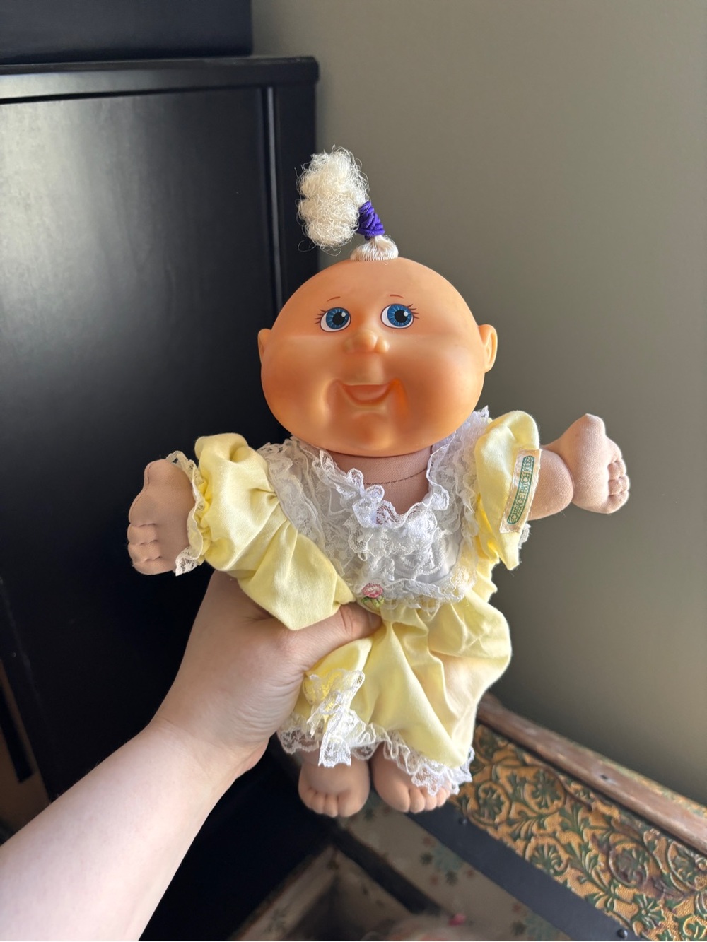 Yellow Baby Doll Plush Toy with Lace Outfit